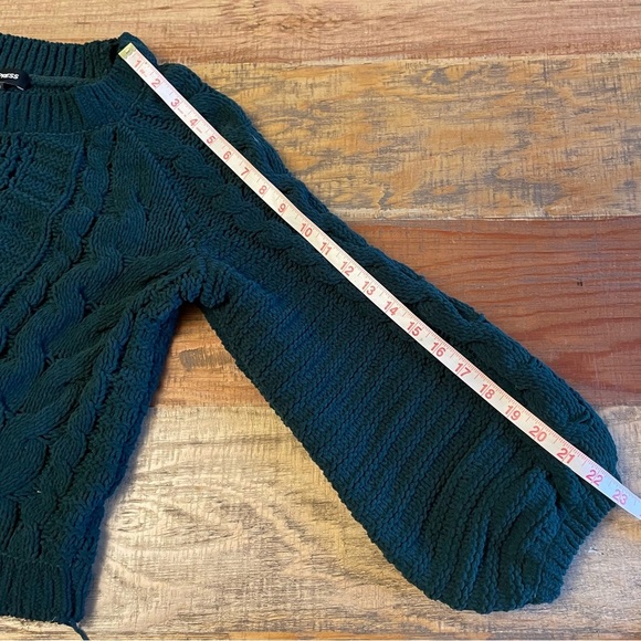 EXPRESS Hunter green sweater Small scoop neck balloon sleeves chenille knit - Picture 10 of 10